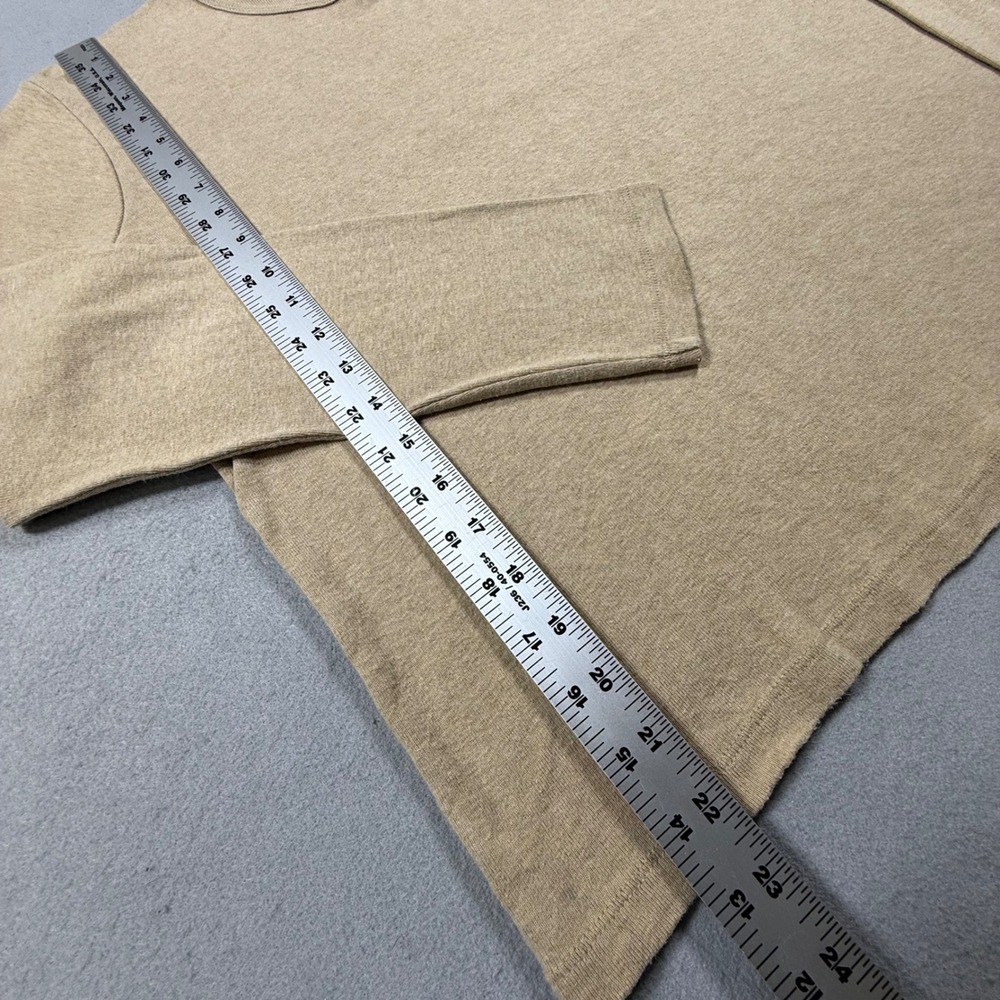 Lauren Ralph Lauren Tan Beige Cotton Ribbed Long Sleeve Scoop Neck Top XL - Picture 6 of 6